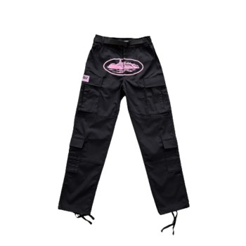 BLACK WITH PINK LOGO CARGOS
