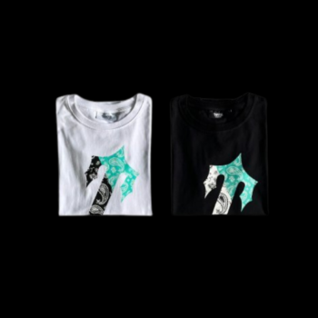 IRONGATE PALSLEY TEE-WHITE/TEAL WHITE